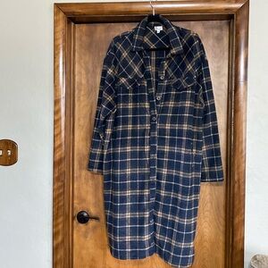 Plaid navy shacket